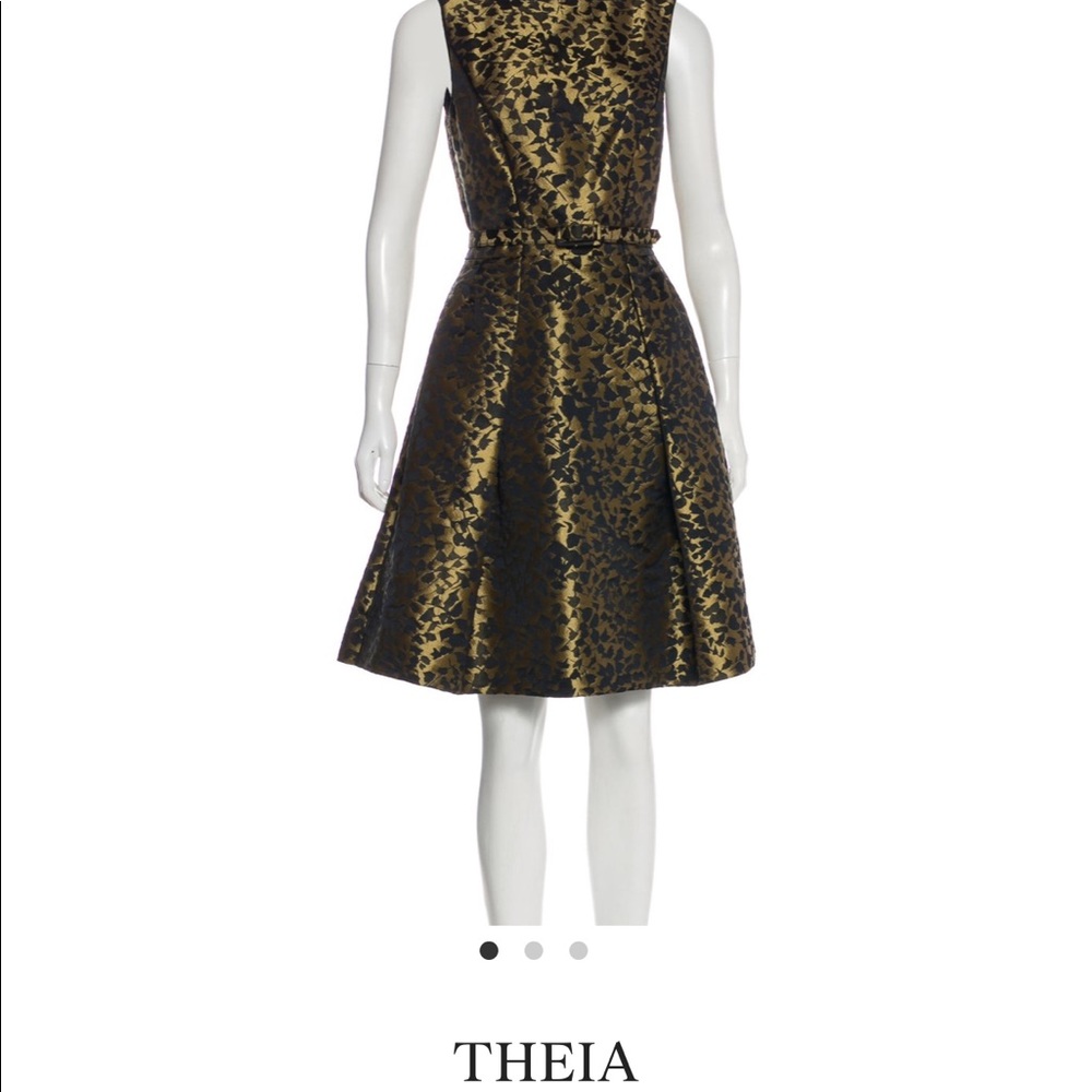 Their Belted gold black brocade Belted dress